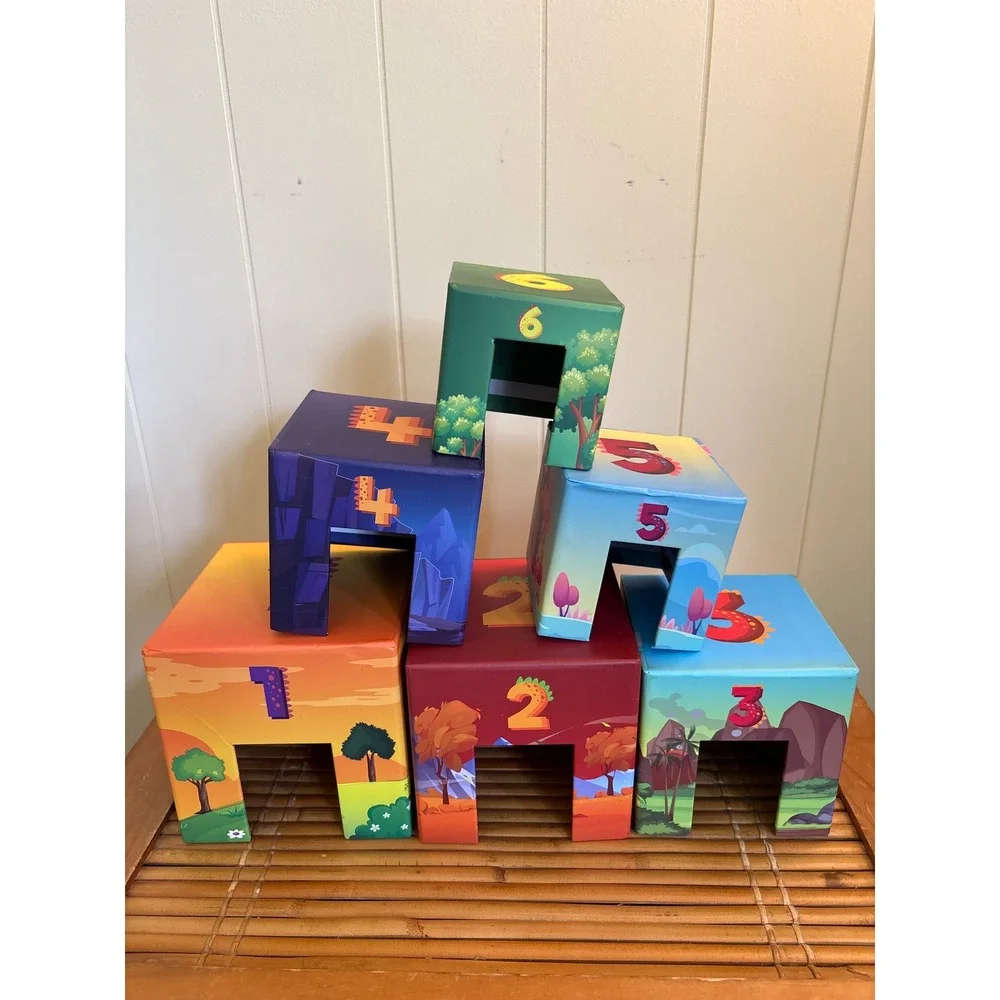 Dinosaur Numbered Nesting Stacking Blocks Set Educational Toy 6 Pieces